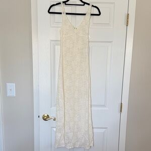 NWT WeWoreWhat Ivory Lace Rosette MIDI Dress